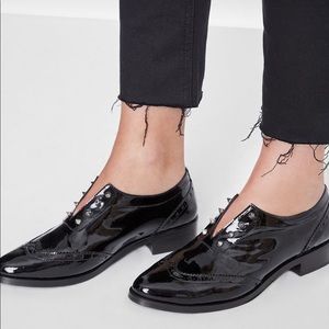 Anine Bing black patent leather Channing Oxford shoes